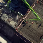Dronebilde av en byggeplass.