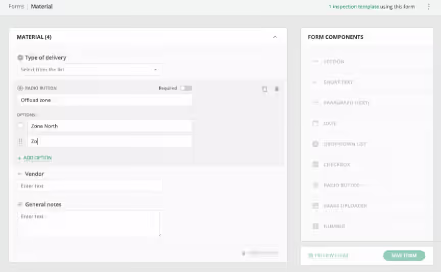 skärmbild över infobric field inspektionsmodul