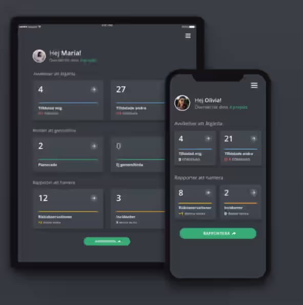 vy i läsplatta och mobil med infobric field