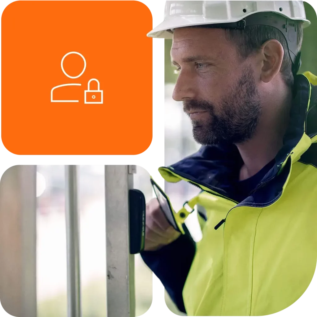 Man går in med sitt ID06 kort genom accesslösning på rotationsgrind