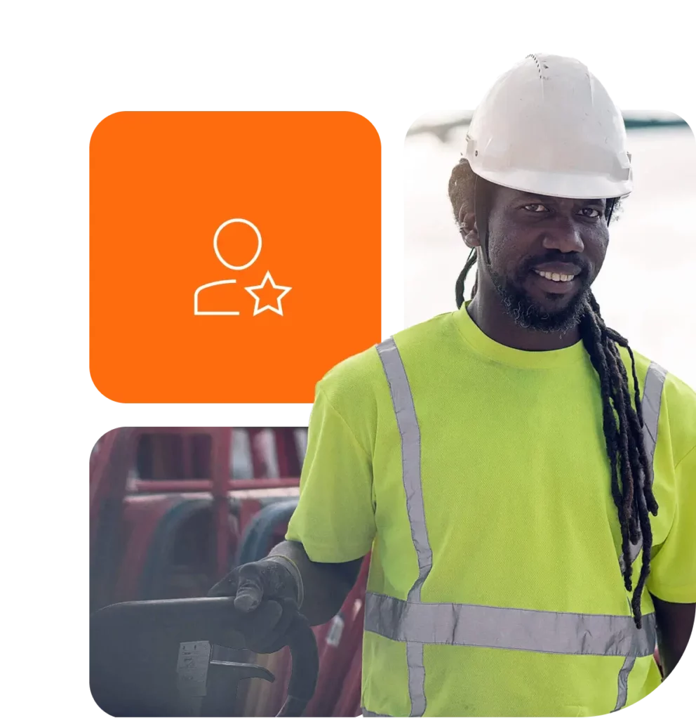 Byggarbetare med kompetenser på bygget