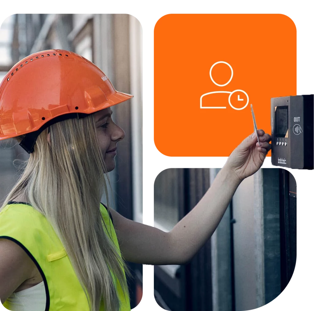 Bild på person som använder ID06 kort på personalliggare Regbox 250