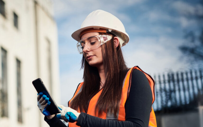Woman on a construction site