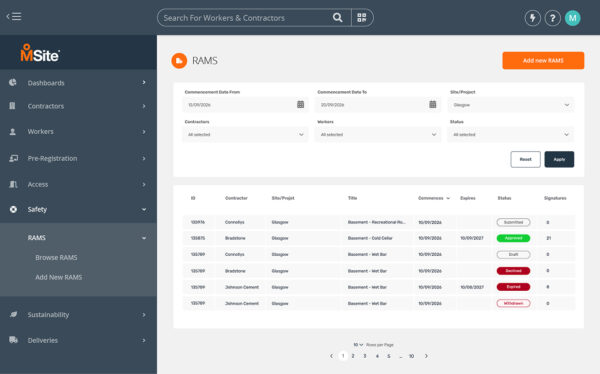 Streamline Construction Safety with MSite’s RAMS Management Module ...