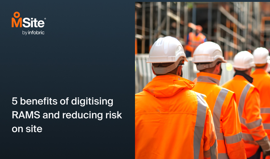 Construction workers lining up to sign in face mini