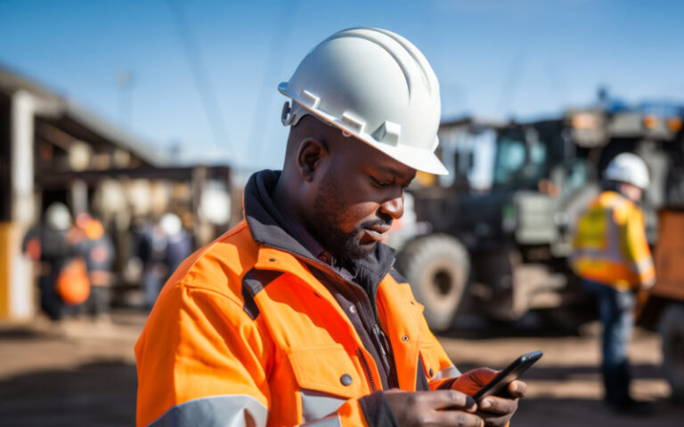 Worker on phone on site