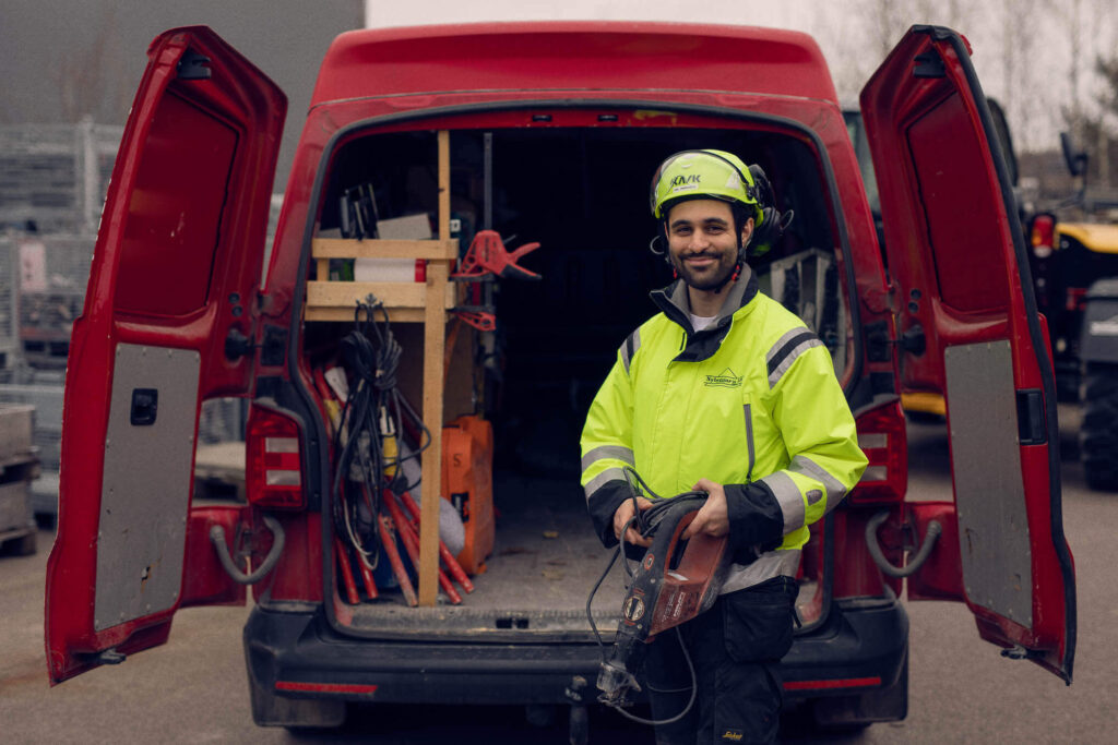 Our impact person with vehicle and equipment